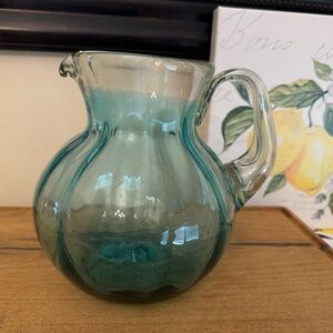 Beautiful crafted, Mexican hand blown pitcher.